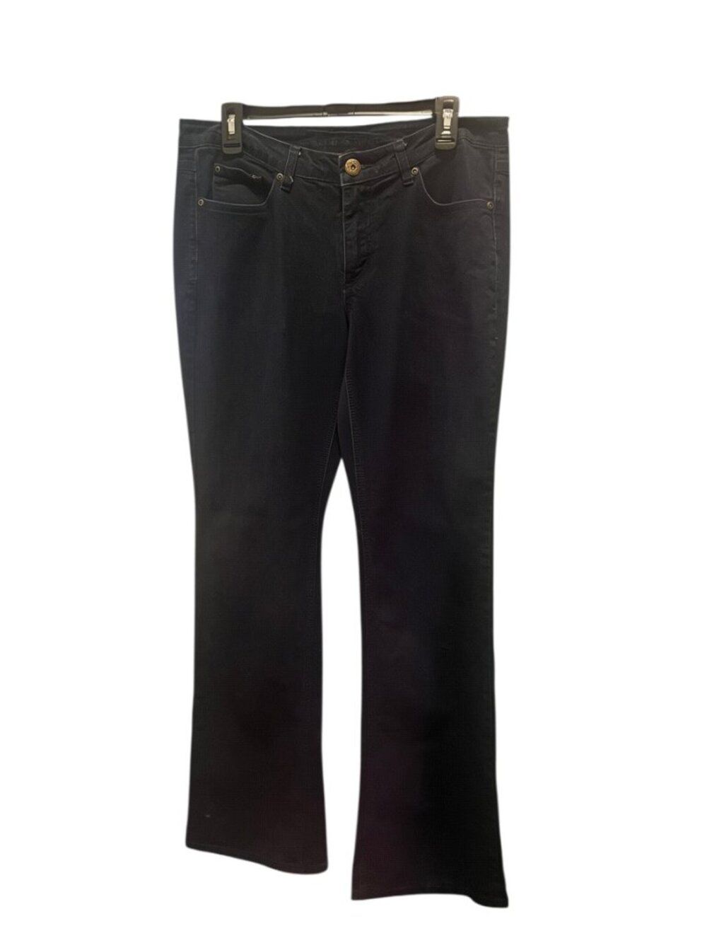 Ashley Stewart Bootcut Jeans Size 12 Black Stretch Denim Tall 35" Inseam